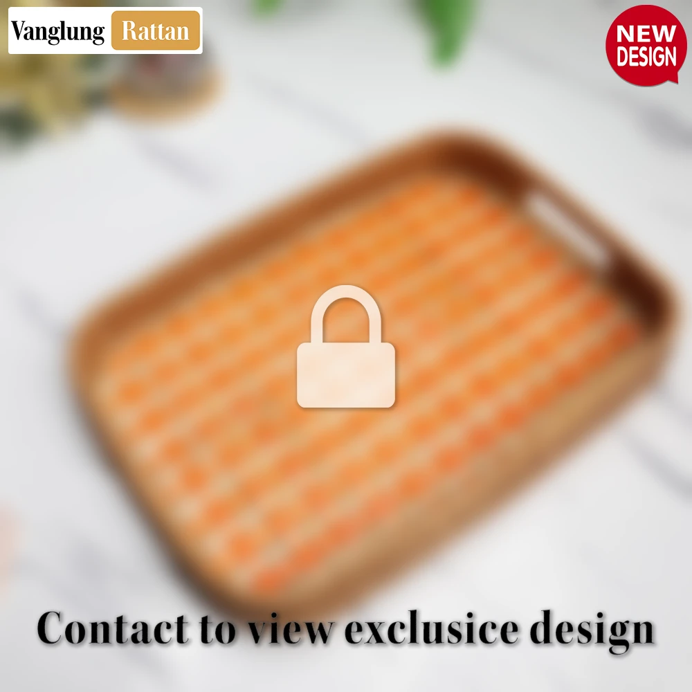 Handwoven Rectangular Bamboo Rattan Handles Serving Tray with Natural Orange Checkered Pattern - STCN013006OR - Q: How do I clean and maintain my bamboo rattan serving tray?