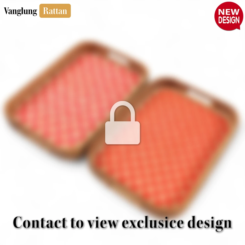 Handwoven Rectangular Bamboo Rattan Handles Serving Tray with Red Diamond Weave - STCN013005RE - Q: How do I clean and maintain my bamboo rattan serving tray?