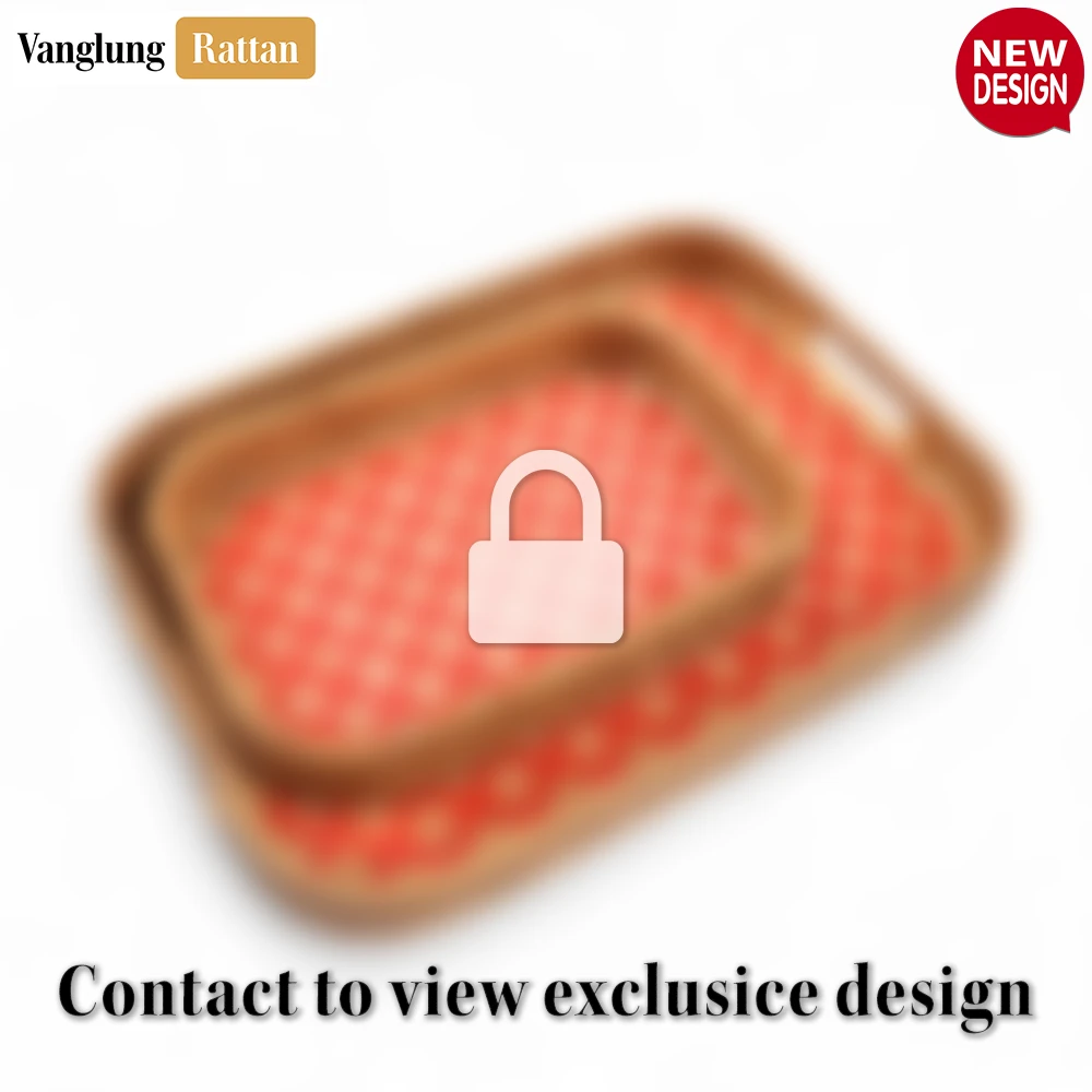 Handwoven Rectangular Bamboo Rattan Handles Serving Tray with Red Diamond Weave - STCN013005RE - Q: Is this serving tray suitable for hot dishes?