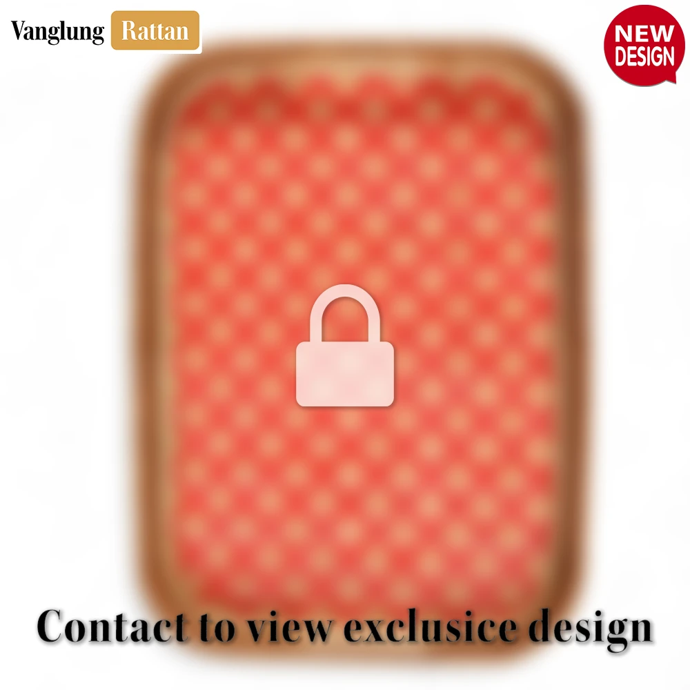 Handwoven Rectangular Bamboo Rattan Handles Serving Tray with Red Diamond Weave - STCN013005REHI - ✨ Product Highlights