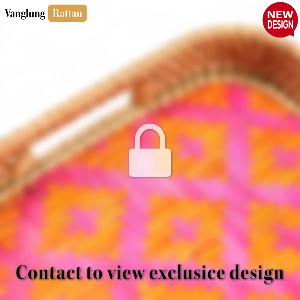 Handwoven Rectangular Bamboo Rattan Handles Serving Tray with Vibrant Pink and Orange Weave - STCN013006PI - ❓ Frequently Asked Questions (FAQ)