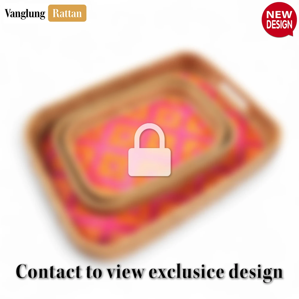 Handwoven Rectangular Bamboo Rattan Handles Serving Tray with Vibrant Pink and Orange Weave - STCN013006PI - Q: Can the vibrant colors fade over time?