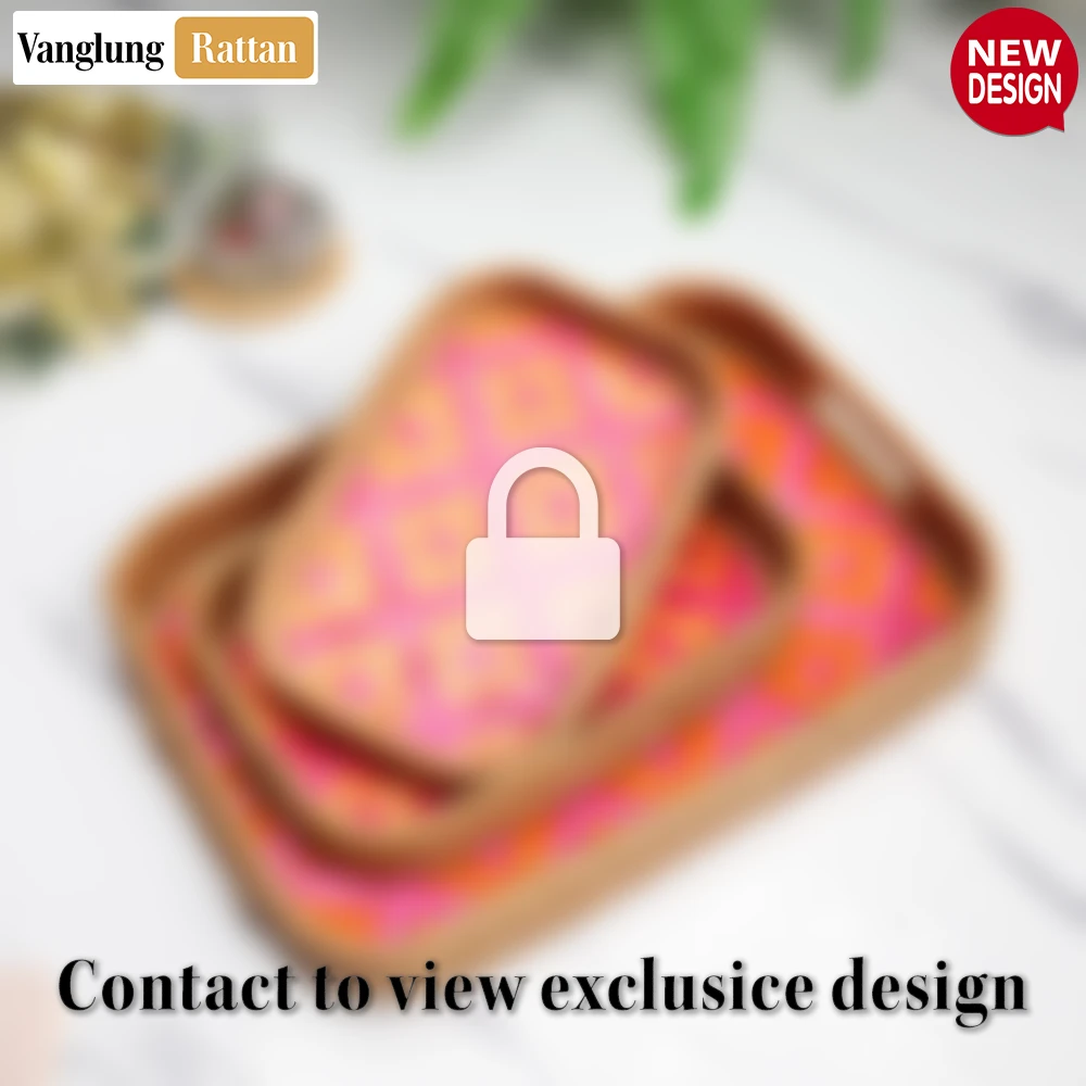 Handwoven Rectangular Bamboo Rattan Handles Serving Tray with Vibrant Pink and Orange Weave - STCN013006PI-9.webp