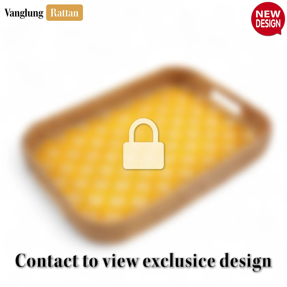 Handwoven Rectangular Bamboo Rattan Handles Serving Tray with Yellow Diamond Weave - STCN013005YL-1.webp