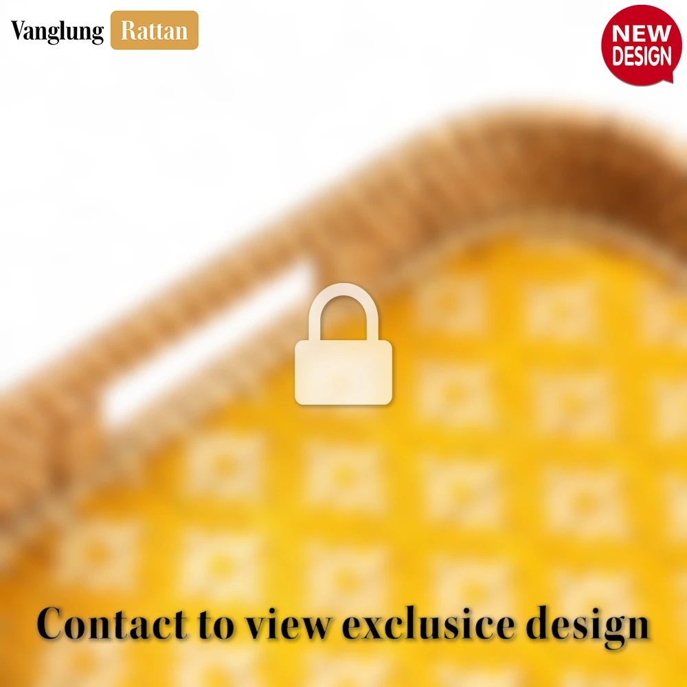 Handwoven Rectangular Bamboo Rattan Handles Serving Tray with Yellow Diamond Weave - STCN013005YL - Q: How do I properly care for my bamboo rattan serving tray?