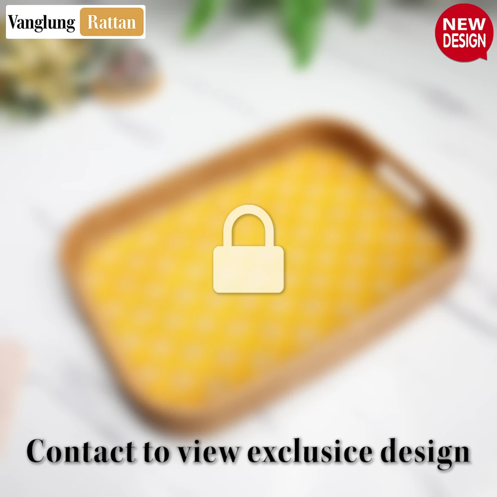 Handwoven Rectangular Bamboo Rattan Handles Serving Tray with Yellow Diamond Weave - STCN013005YL - Q: Is this serving tray suitable for hot dishes?