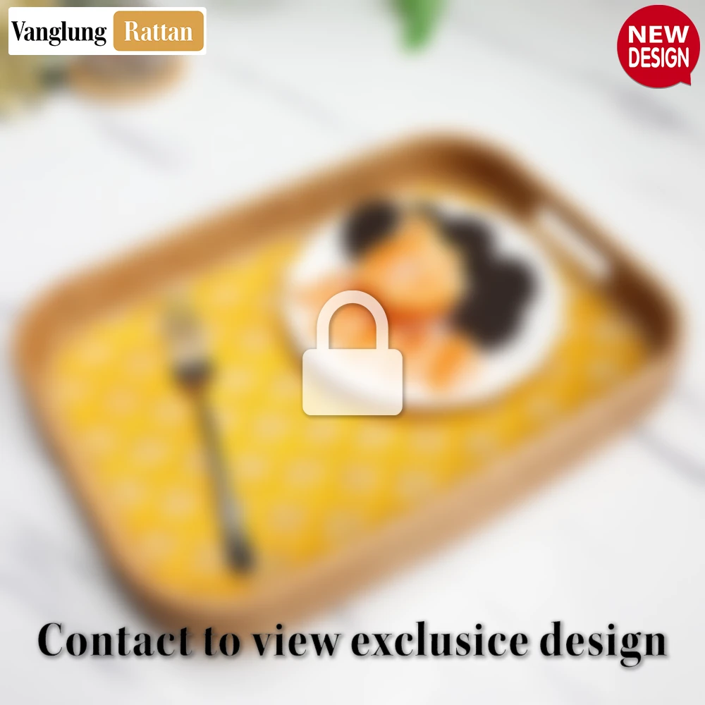 Handwoven Rectangular Bamboo Rattan Handles Serving Tray with Yellow Diamond Weave - STCN013005YL - Q: What makes the diamond weave pattern special?