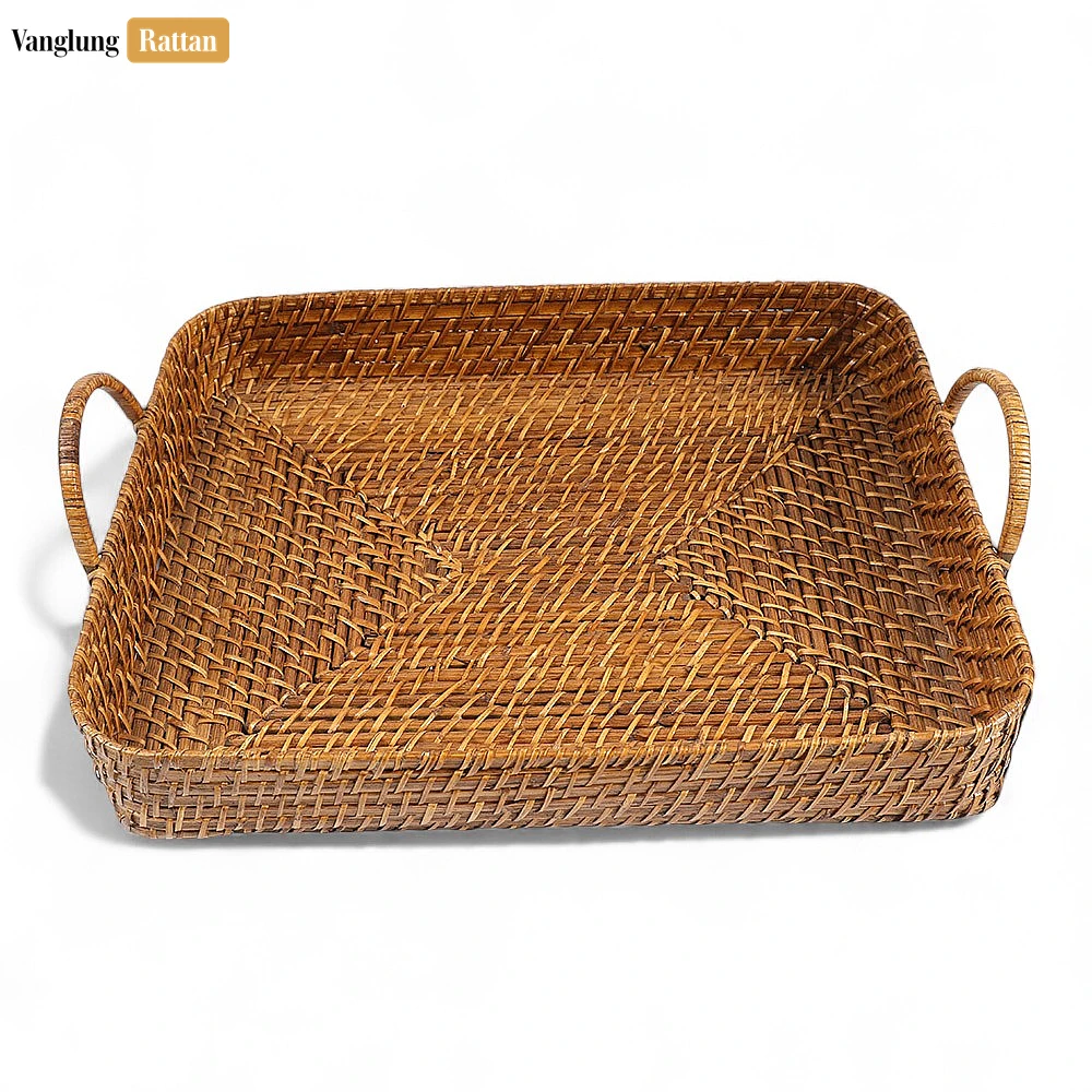 Handwoven Round Rectangle Bamboo Rattan Serving Tray with Arched Handles - STCN051005S - ❓ Frequently Asked Questions