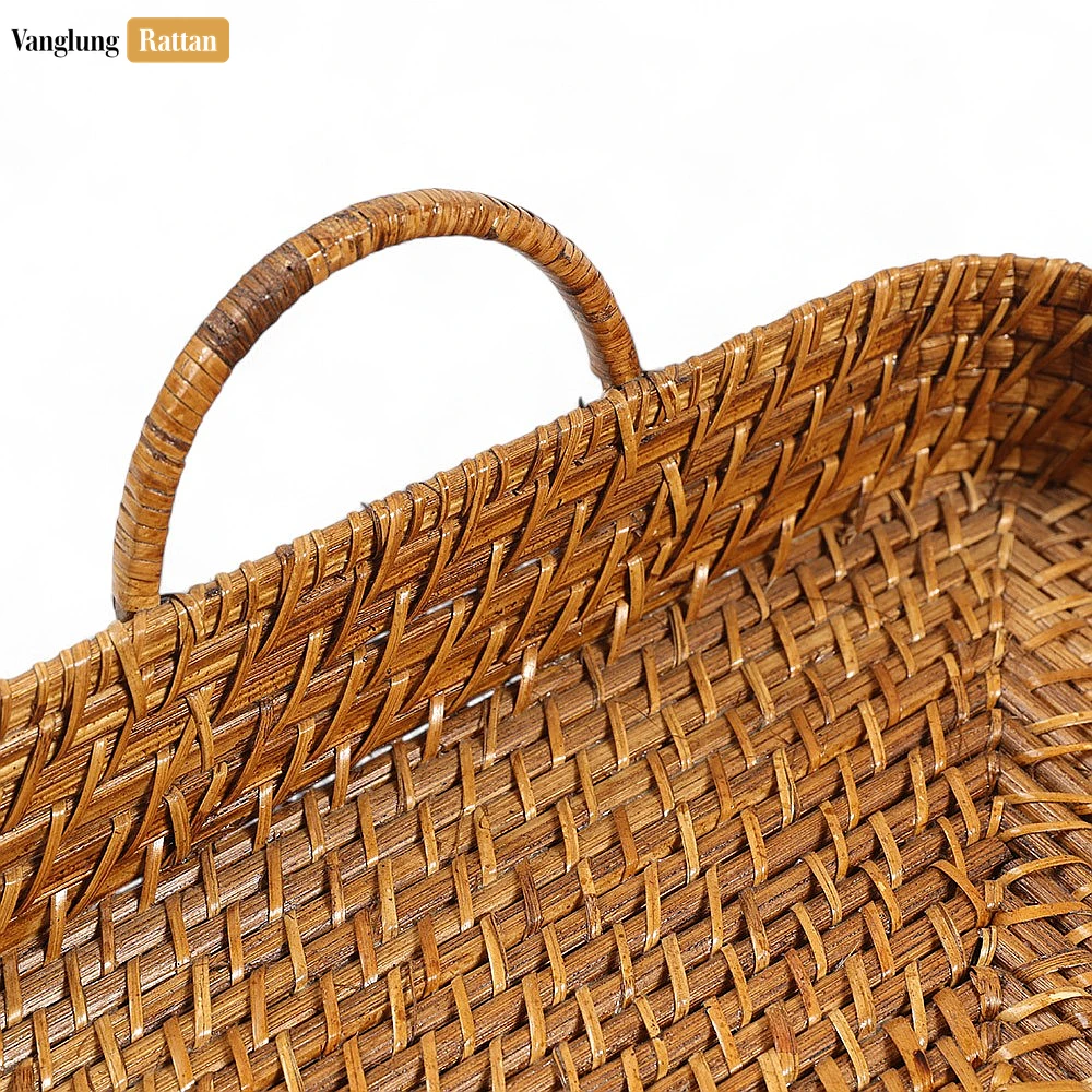 Handwoven Round Rectangle Bamboo Rattan Serving Tray with Arched Handles - STCN051005S - Q: Can this serving tray be used outdoors?