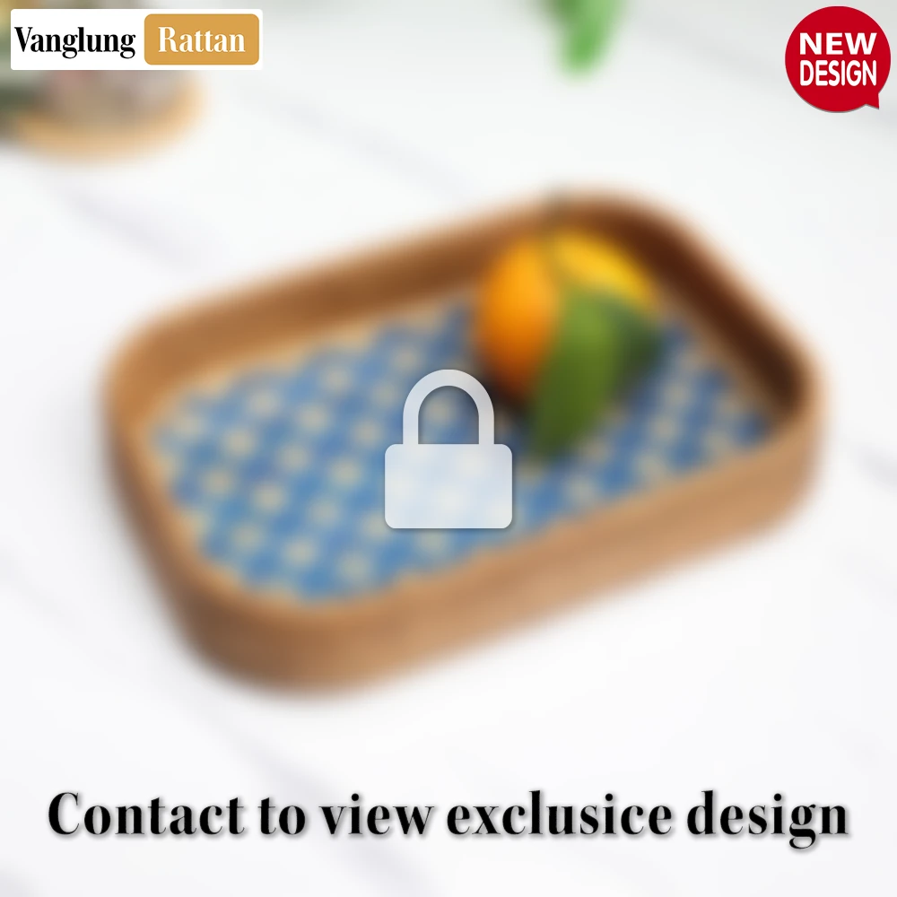 Handwoven Round Rectangle Bamboo Rattan Serving Tray with Blue and Natural Diamond Weave - STCN013010BL-2.webp