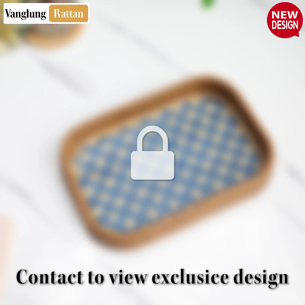 Handwoven Round Rectangle Bamboo Rattan Serving Tray with Blue and Natural Diamond Weave - STCN013010BL - ❓ Frequently Asked Questions