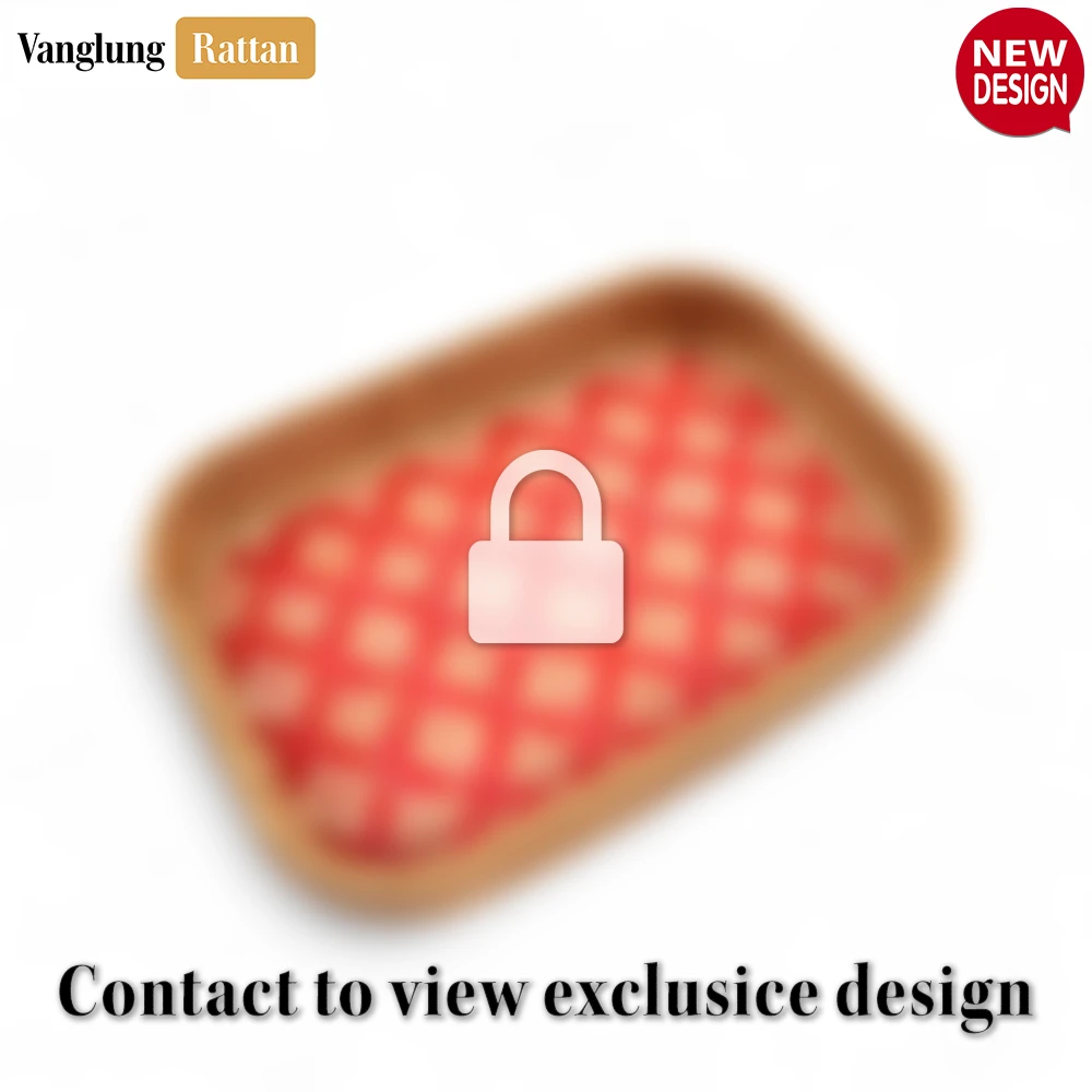 Handwoven Round Rectangle Bamboo Rattan Serving Tray with Red and Natural Diamond Weave - STCN013010RE-1.webp