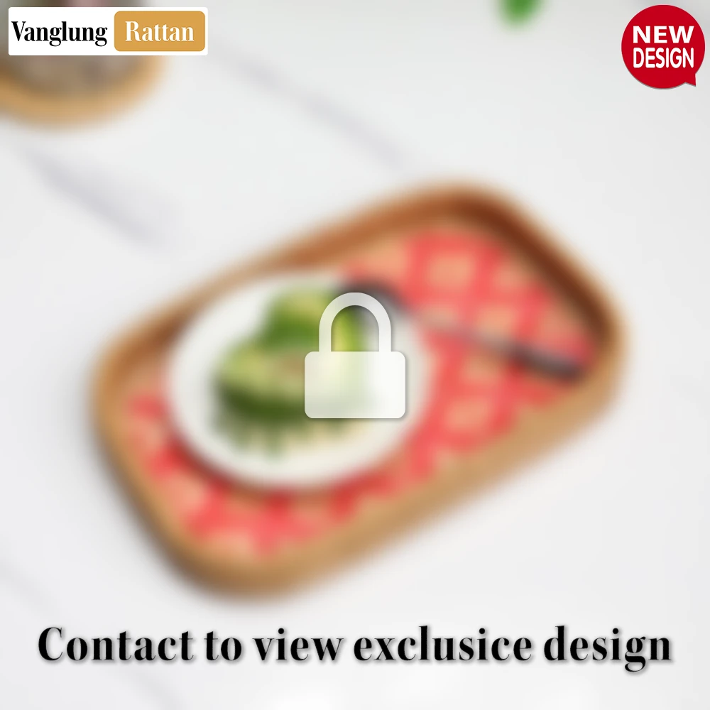 Handwoven Round Rectangle Bamboo Rattan Serving Tray with Red and Natural Diamond Weave - STCN013010RE-2.webp