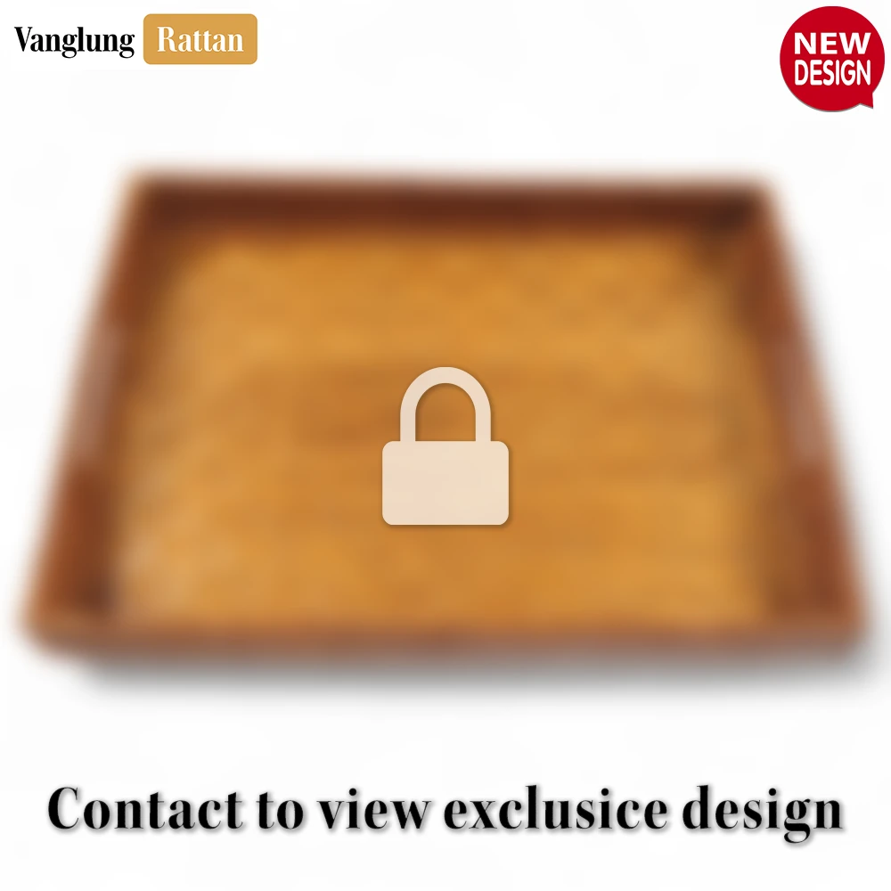 Honey Brown Rectangular Bamboo Rattan Handles Serving Tray with Intricate Labyrinth Weave - STCN013002HB - ✨ Product Highlights