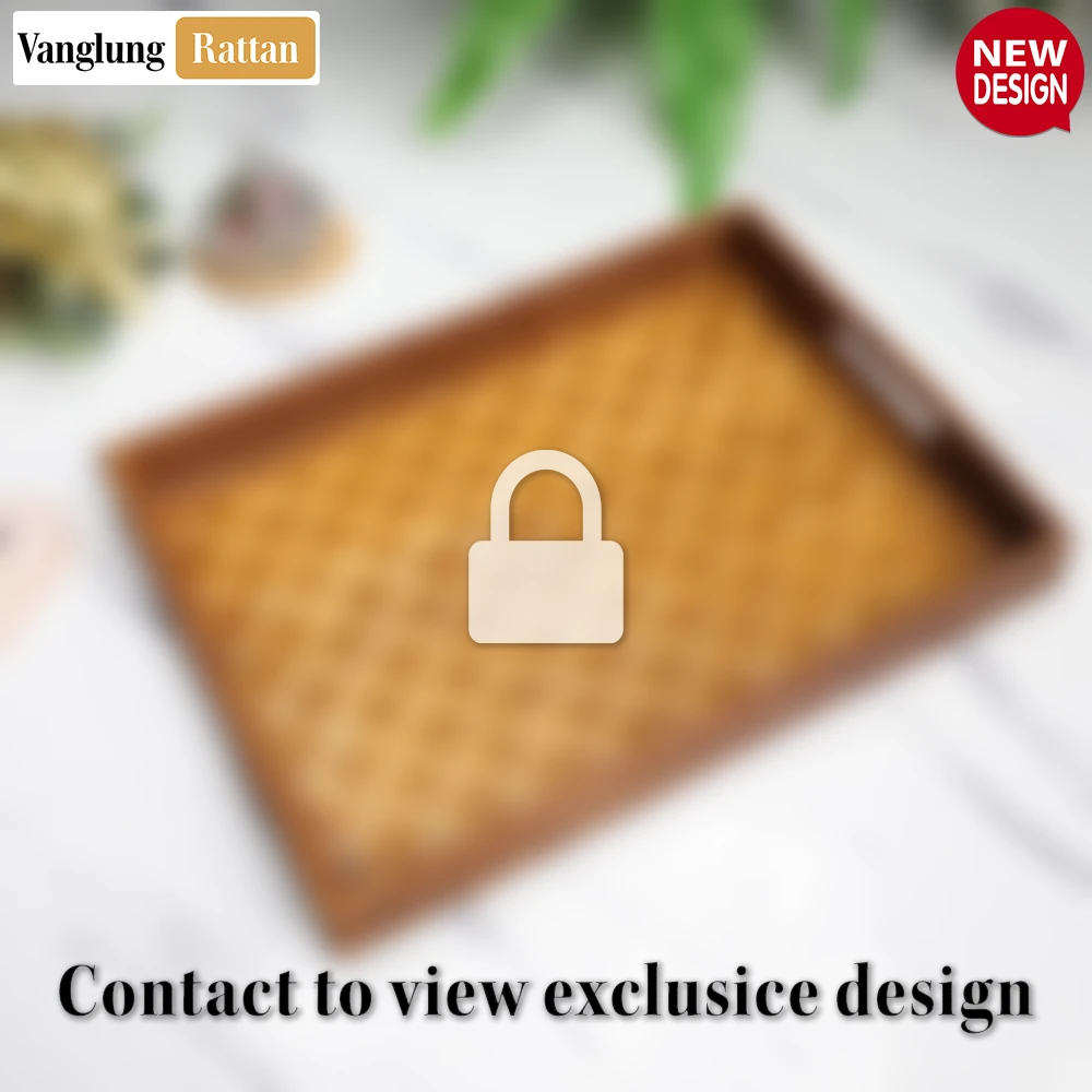 Honey Brown Rectangular Bamboo Rattan Handles Serving Tray with Intricate Labyrinth Weave - STCN013002HB - Q: How do I properly care for my bamboo rattan serving tray?