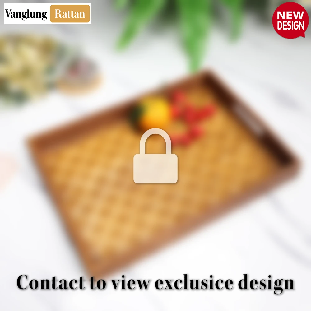 Honey Brown Rectangular Bamboo Rattan Handles Serving Tray with Intricate Labyrinth Weave - STCN013002HB - Q: Is this serving tray suitable for hot dishes?