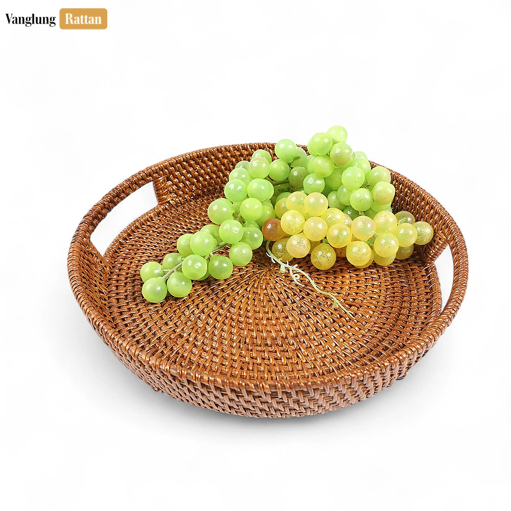 Large Round Woven Straw Rattan Handles Serving Tray with Fine Wicker Weave - STRO01004 - ❓ Frequently Asked Questions