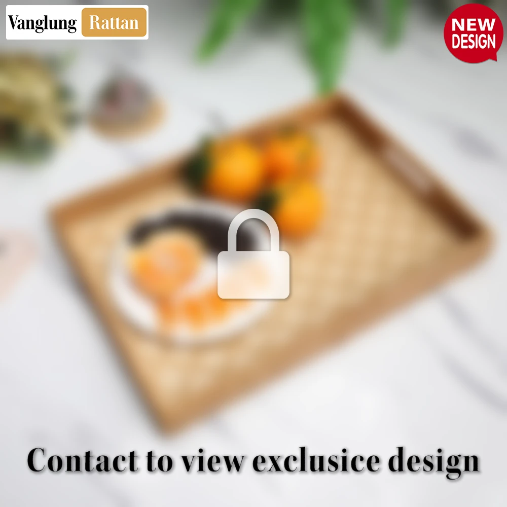Light Brown Rectangular Bamboo Rattan Handles Serving Tray with Intricate Labyrinth Weave - STCN013002-2.webp