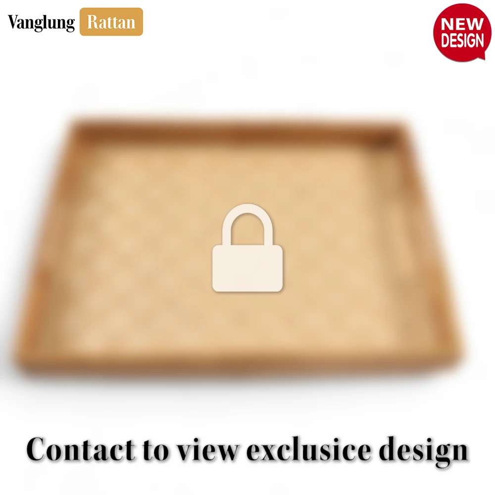 Light Brown Rectangular Bamboo Rattan Handles Serving Tray with Intricate Labyrinth Weave - STCN013002 - ⭐ Product Highlights
