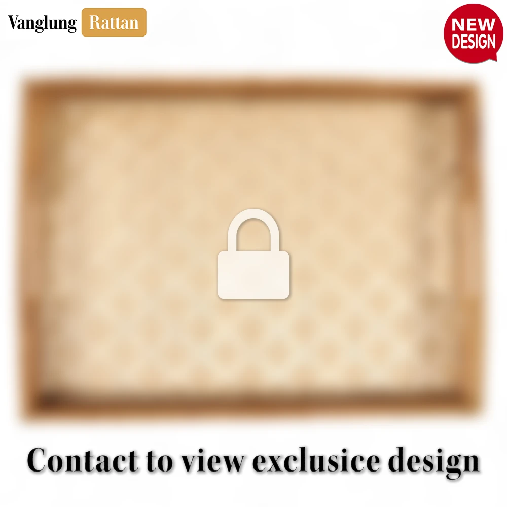 Light Brown Rectangular Bamboo Rattan Handles Serving Tray with Intricate Labyrinth Weave - STCN013002 - 🏆 Why Should You Buy Products at VanglungRattan