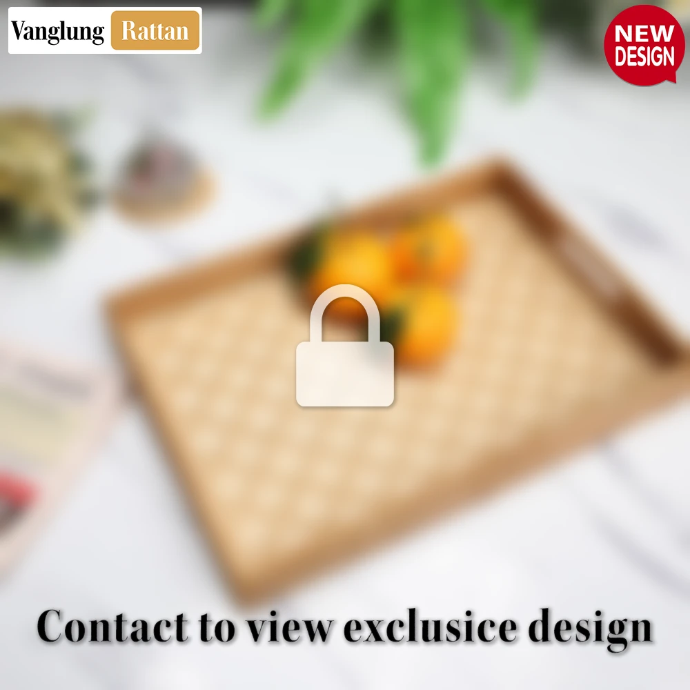 Light Brown Rectangular Bamboo Rattan Handles Serving Tray with Intricate Labyrinth Weave - STCN013002 - Q: Is this serving tray suitable for hot dishes?