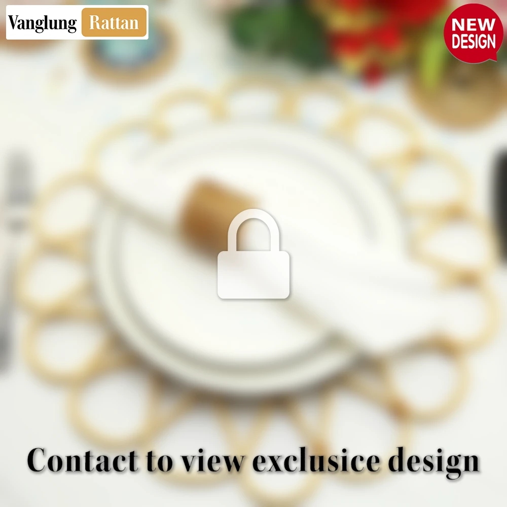 Yellow Scalloped Flower Handwoven Bamboo Rattan Placemat with Spiral Weave - UP054037 - 🎨 Product Features & Design