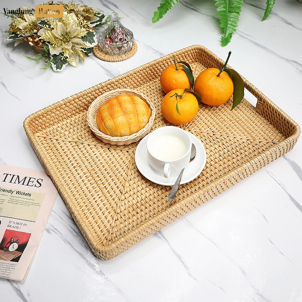 Natural Handwoven Rectangle Straw Rattan Handles Serving Tray with Fine Weave - STCN011001GR - Q: Is the fine weave pattern strong enough for heavy items?