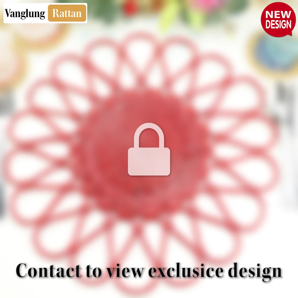 Red Scalloped Flower Handwoven Bamboo Rattan Placemat with Spiral Weave - UP054034 - ✨ Product Highlights