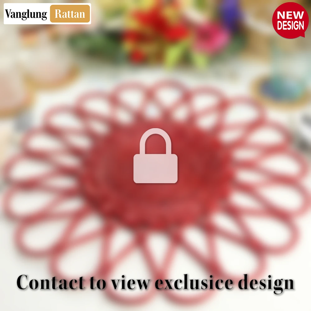 Red Scalloped Flower Handwoven Bamboo Rattan Placemat with Spiral Weave - UP054034 - 🏆 Why Choose VanglungRattan