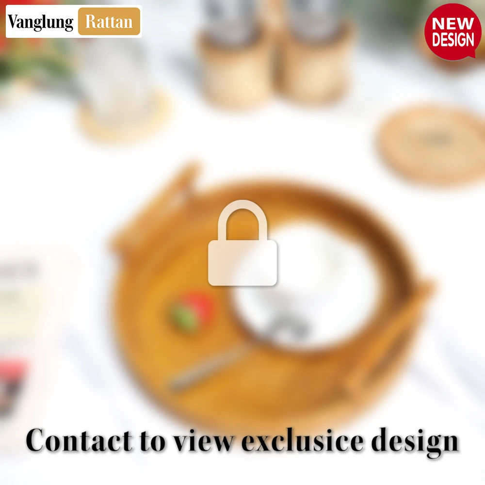 Round Brown Handwoven Bamboo Rattan Serving Tray with Check Weave and Modern Dowel Handles - STRO013001D-2.webp