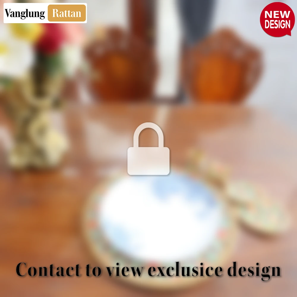 Round Eco-friendly Handwoven Bamboo Rattan Placemat with Geometric Star Weave - UP054018 - 🌿 Premium Natural Materials & Craftsmanship