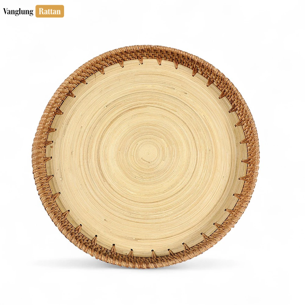 Round Handless Straw Rattan Serving Tray with Coiled Bamboo Base - STRO011009 - ❓ Frequently Asked Questions