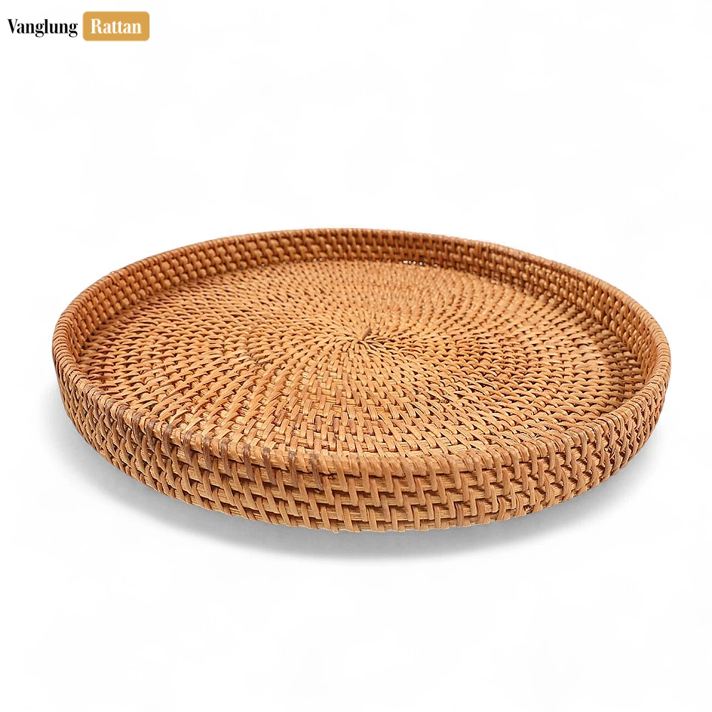 Round Handless Straw Rattan Serving Tray with Natural Wicker Weave - STRO011006 - ✨ Product Highlights