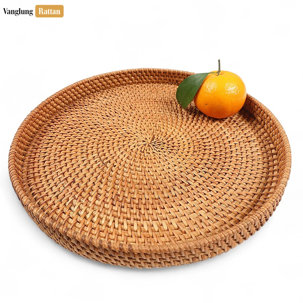 Round Handless Straw Rattan Serving Tray with Natural Wicker Weave - STRO011006 - Q: Is this tray suitable for hot dishes and beverages?