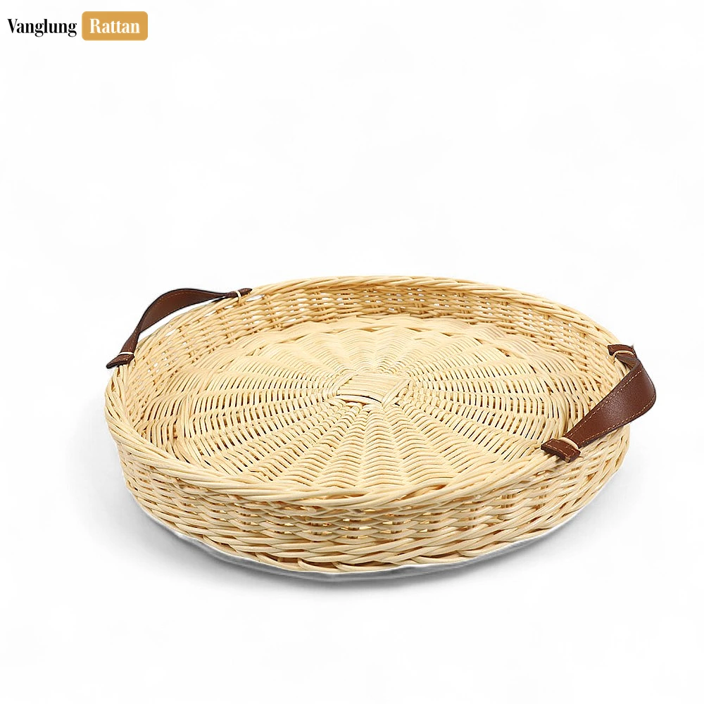 Round Handmade Core Rattan Serving Tray with Brown Leather Strap Handles - ST03HQ1001 - ❓ Frequently Asked Questions