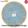 Round Handwoven Bamboo Rattan Placemat with Blue Hexagon Weave - UP054016-1.webp