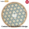 Round Handwoven Rattan Placemat with Blue Lattice Pattern - UP054010-10.webp