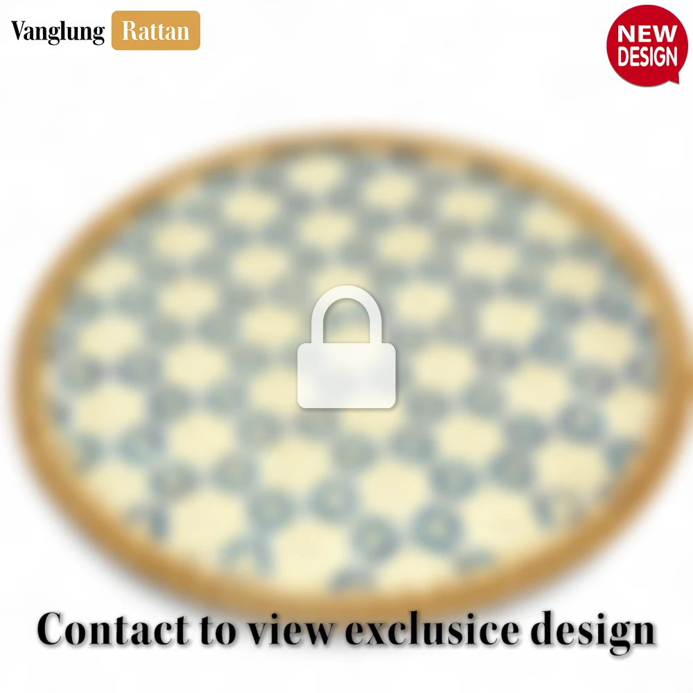 Round Natural Handwoven Bamboo Rattan Placemat with Blue Lattice Pattern - UP054010-B - ✨ Product Highlights