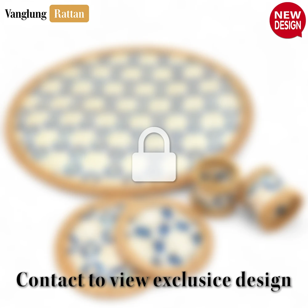 Round Natural Handwoven Bamboo Rattan Placemat with Blue Lattice Pattern - UP054010-B - Q: Can this placemat be used outdoors?