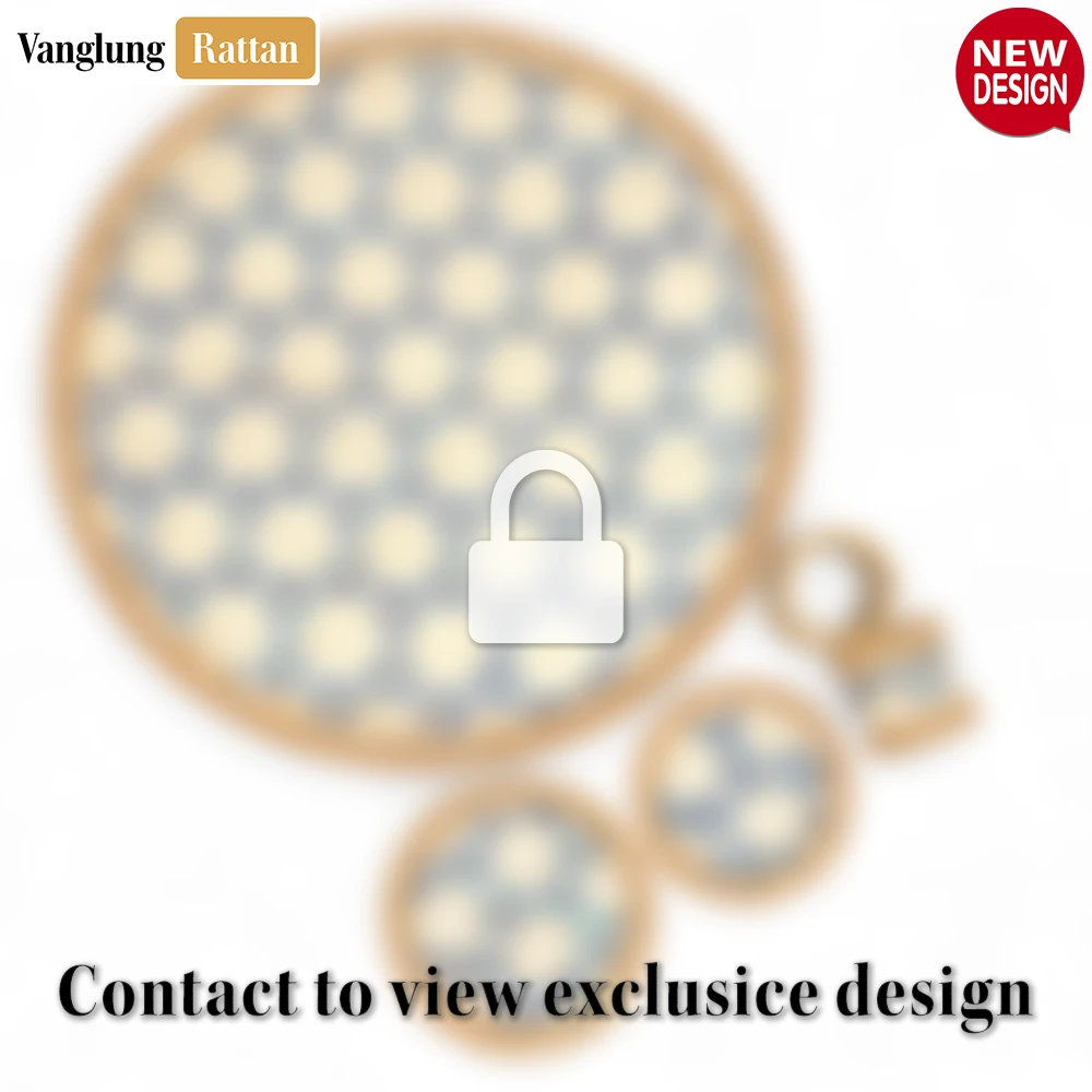 Round Natural Handwoven Bamboo Rattan Placemat with Blue Lattice Pattern - UP054010-B - 🏠 Applications