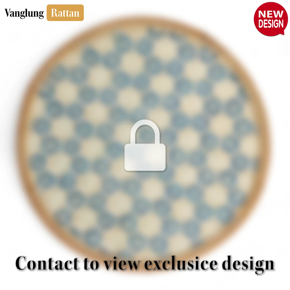 Round Natural Handwoven Bamboo Rattan Placemat with Blue Lattice Pattern - UP054010-B - Q: Will the blue lattice pattern fade over time?