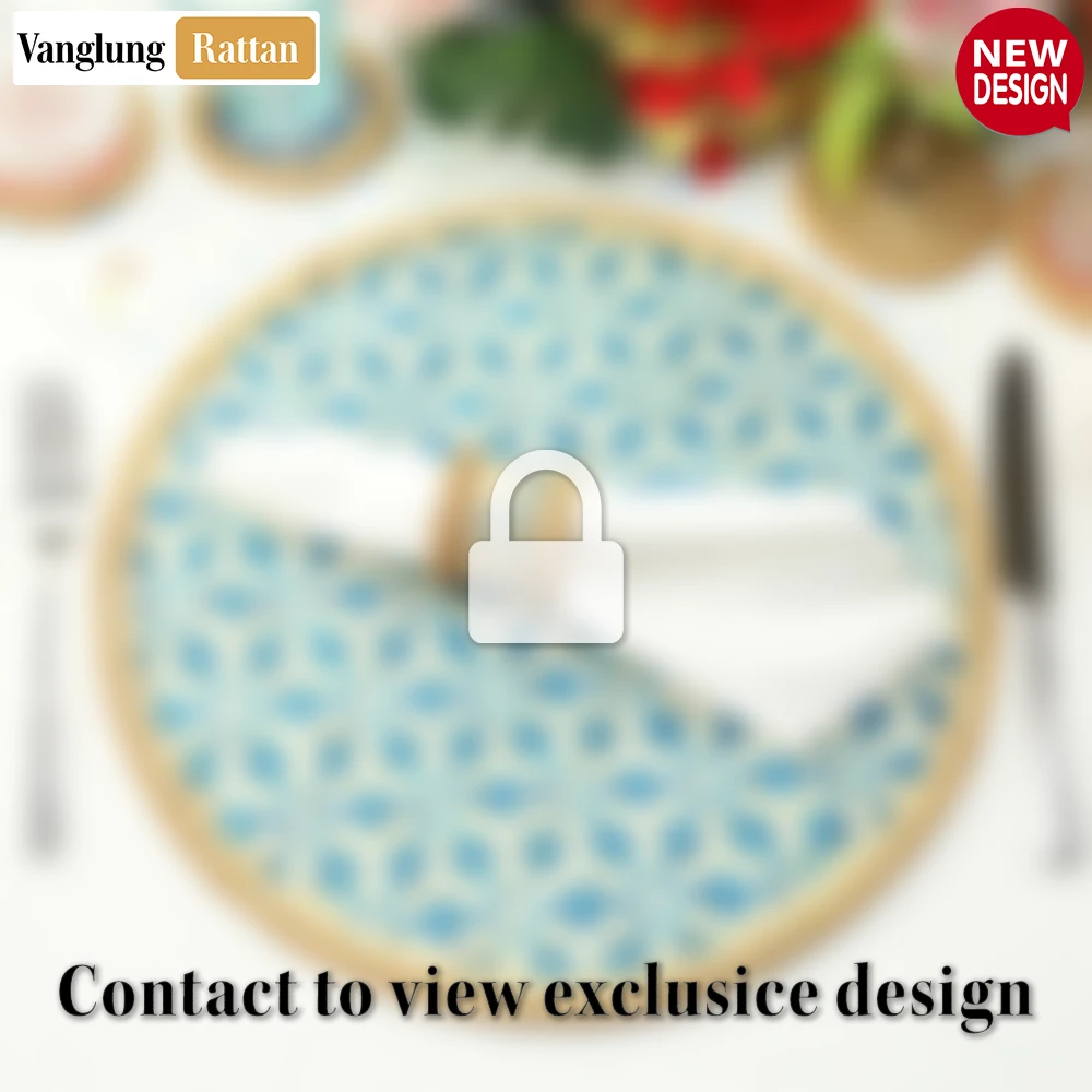 Round Natural Handwoven Bamboo Rattan Placemat with Blue Star Pattern - UP054011 - 🎯 Applications