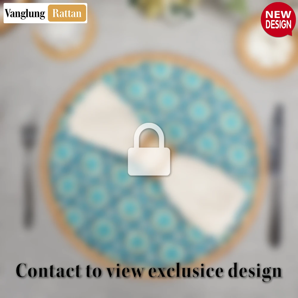 Round Natural Handwoven Bamboo Rattan Placemat with Blue Star Pattern - UP054011 - Q: Will the blue star pattern fade over time?