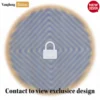 Round Natural Handwoven Bamboo Rattan Placemat with Blue Concentric Diamond Pattern - UP054025-1.webp
