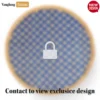 Round Natural Handwoven Bamboo Rattan Placemat with Blue Geometric Diamond Pattern - UP054020-1.webp