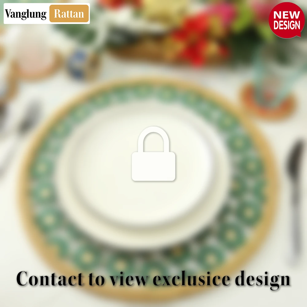 Round Natural Handwoven Bamboo Rattan Placemat with Green Star Hexagon Pattern - UP054029 - Q: How do I clean and maintain this bamboo rattan placemat?