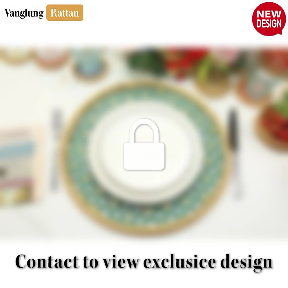 Round Natural Handwoven Bamboo Rattan Placemat with Green Star Hexagon Pattern - UP054029 - 🎯 Applications
