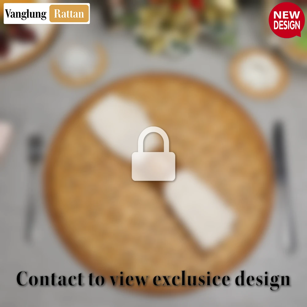 Round Green Natural Handwoven Bamboo Rattan Placemat with Intricate Star Weave - UP054013 - 🌿 Premium Natural Materials & Craftsmanship