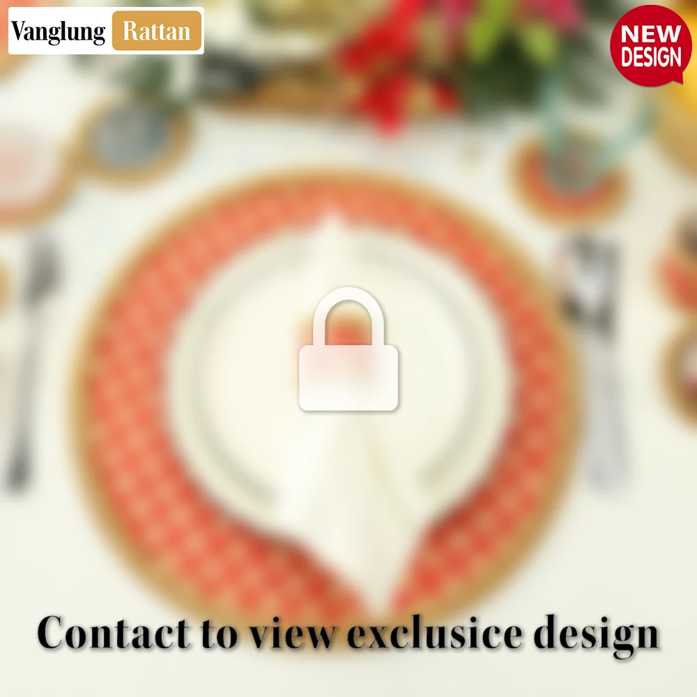 Round Natural Handwoven Bamboo Rattan Placemat with Red Geometric Diamond Pattern - UP054021 - Q: Can this placemat accommodate different plate sizes?
