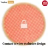 Round Natural Handwoven Bamboo Rattan Placemat with Red Geometric Diamond Pattern - UP054021-7.webp